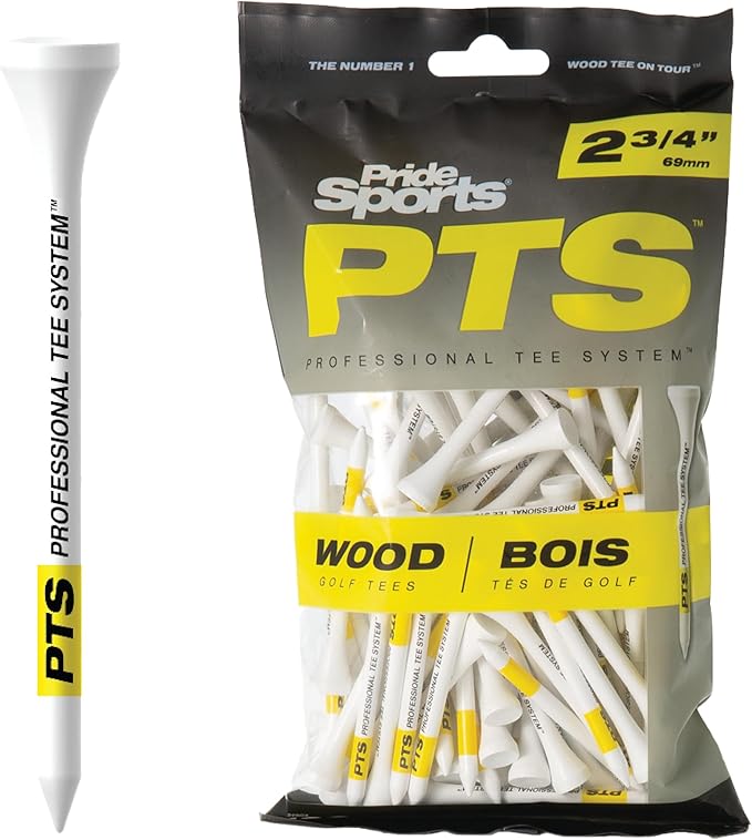 PrideSports PTS Wood Golf Tees – 2-3/4 Inch 100 Pack – #1 Tee on Tour for Drivers & Woods