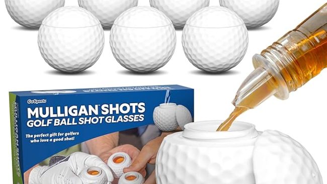 GoSports Mulligan Shots Golf Ball Shot Glasses – 12 Pack Funny Golf Gift Set