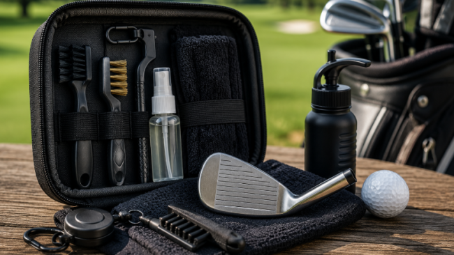 senior-golfer-cleaning-clubs-with-golf-kit