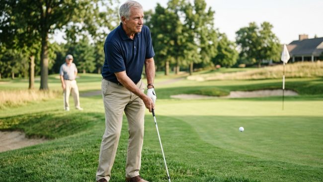 senior-golfer-playing-a-smart-recovery-shot-to-save-par