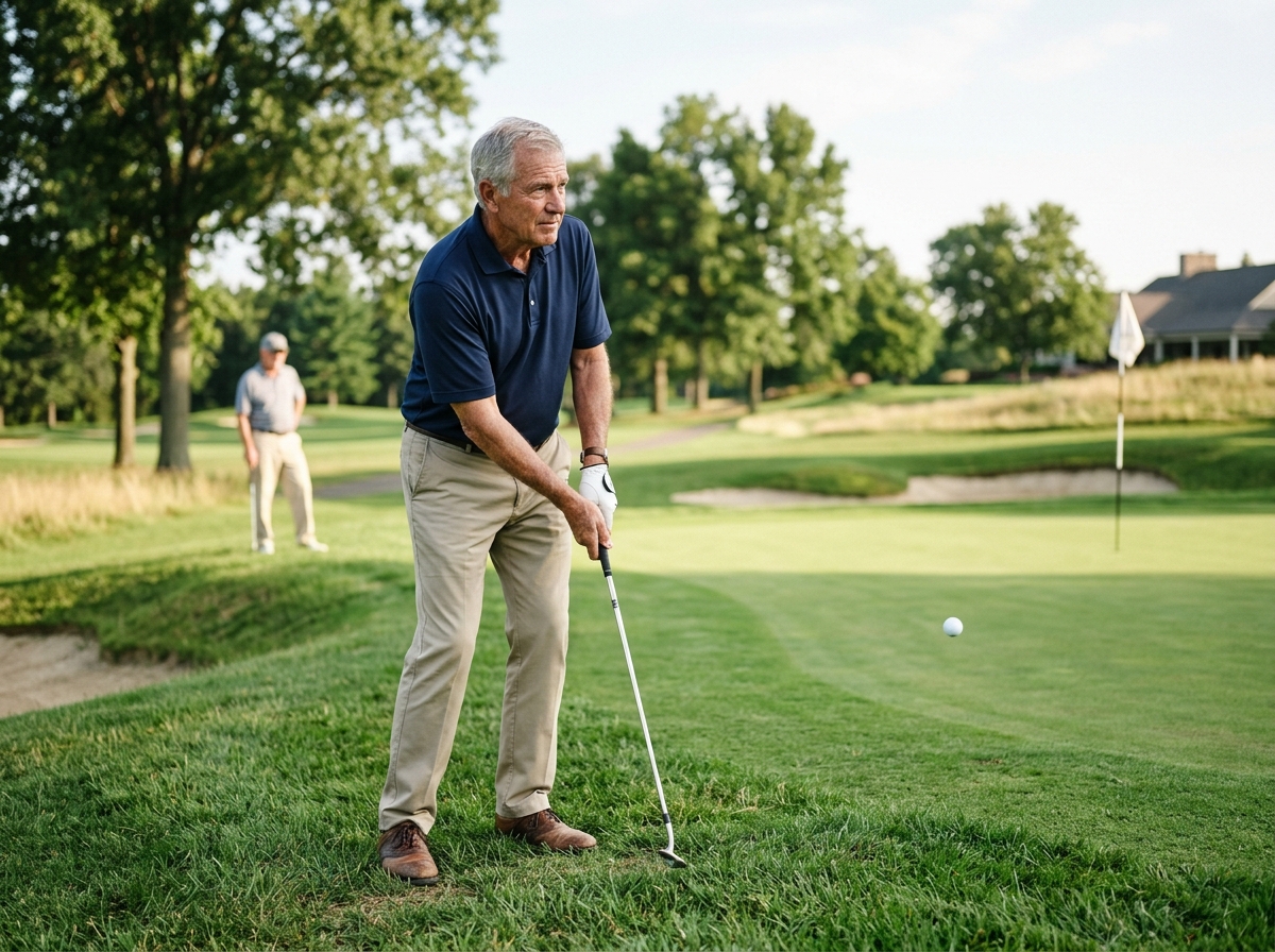 senior-golfer-playing-a-smart-recovery-shot-to-save-par