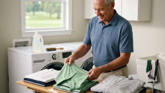 senior-golfer-handling-freshly-washed-performance-golf-apparel-in-a-clean-laundry-setting