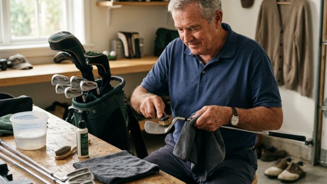 senior-golfer-maintaining-clubs-to-extend-lifespan