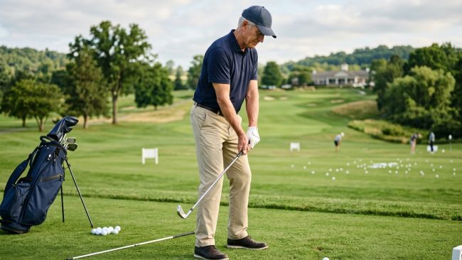senior-golfer-making-a-small-swing-adjustment-on-the-practice-range